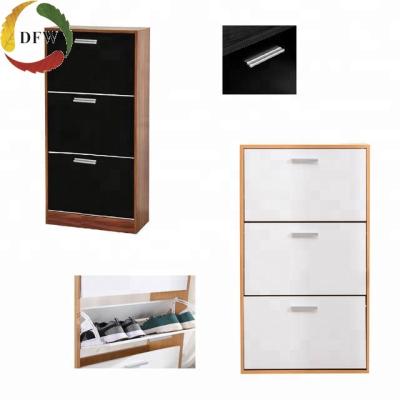 China Wooden 3 Tier Shoe Drawer Unit Sale Eco-friendly Shoe Rack Closet Storage Cabinet for sale