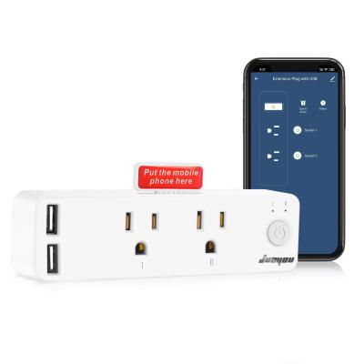 China US Tuya Life App Control Support Dual Socket Amazon Alexa Google Home 16A Outlet Smart USB WiFi Smart Socket for sale