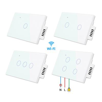 China Smart Glass Smart Panel Switch Life/Tuya App Voice Control with Alexa Google Home 1/2/3/4 Strip Light Wall Switch Wall Switch USA Standard for sale