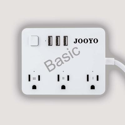 China Residential / Multi-Purpose Power Strip With Jooyo Desktop USB Power Strip With 3 Ports 3 USB Outlets 5ft AC Extension Cord Surge Protection 3A Fast Charging for sale