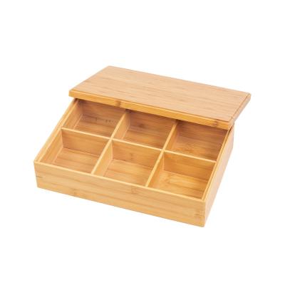 China Sustainable Wooden Snack Storage Set of 6 Storage Bins Divided Fruit Tray Seal Candy Dried Fruit Storage Tray with Lid for sale