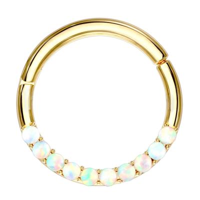 China 14KT Solid Gold White Gold Nose Ring Opal Pronged Earring Ear Cartilage Tragus Body Piercing Jewelry CLASSIC for sale