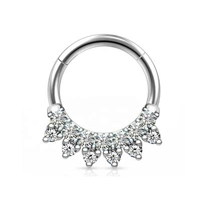 China FASHIONABLE Toposh CZ Steel Hinged Segment Rings Septum Jewelry Earring Piercing for sale