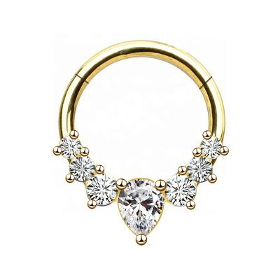 China FASHIONABLE Toposh Gold Plated CZ Multi-direction Segment Rings Threadless Cartilage Hoops Piercing Jewelry for sale