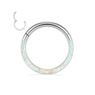 China CLASSIC White Toposh 16G Opal Stainless Steel Segment Rings Ear Cartilage Jewelry for sale