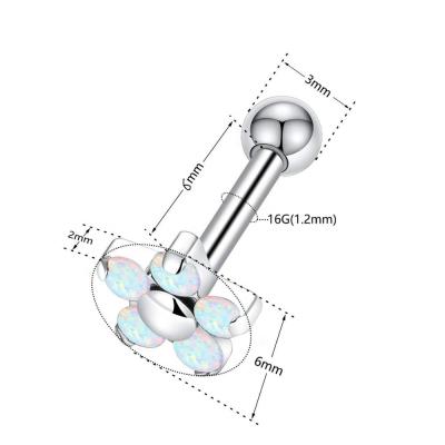 China Romantic Titanium Flower G23 Cartilage Piercing With Opal G23 Body Jewelry for sale