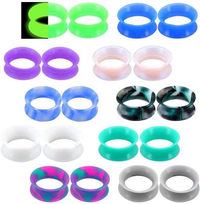 China 20PCS Lightweight Soft Silicone Ear Gauges Flesh Tunnels Plugs Double Stretchers Flared Ear Expander Piercing Jewelry for sale