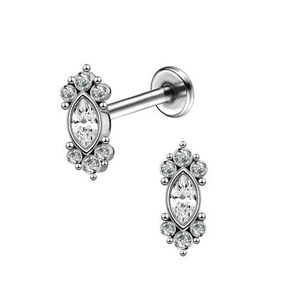 China FASHIONABLE Toposh Framing CZ Labret Ear Tragus Cartilage Piercing Jewelry for sale