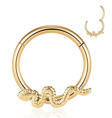 China FASHIONABLE Toposh 16G Gold Segment Rings Snake Ear Cartilage Piercing Seamless Septum Jewelry for sale