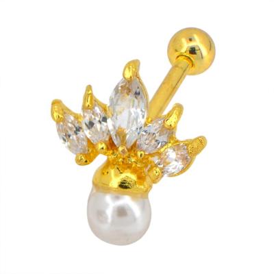 China Romantic CZ Gold Toposh Crown Cartilage Piercing Tragus Body Piercing Jewelry for sale