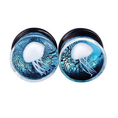 China Neo-Gothic Glass Tunnels Ear Expander Ear Expander Jellyfish Ocean Body Piercing Jewelry for sale