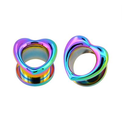 China Cute Toposh Rainbow Heart Flesh Tunnel Ear Plug Piercing Jewelry for sale