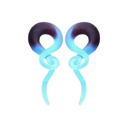 China Fashion Purple Ombre Teal Pyrex Glass Spiral Hanger Ear Plugs Ear Plugs Body Piercing Jewelry for sale