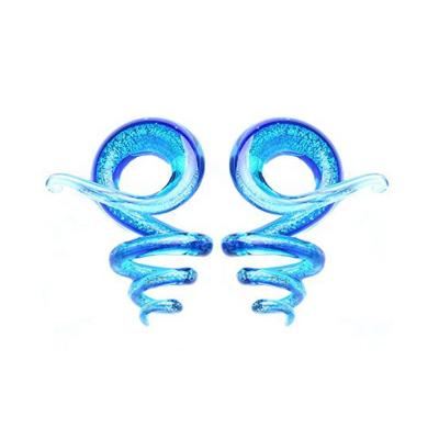 China Blue Color Pink Galaxy Bead Pyrex Glass Plugs Body Jewelry for sale