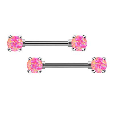 China Casual/Sporty Pink Stone 316L Stainless Steel Nipple Ring Nipple Piercing Jewelry Body Jewelry for sale