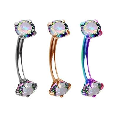 China Fashionable Rook Earrings 16G Stainless Steel Sparkly Gems Internally Threaded Eyebrow Piercing Jewelry for sale