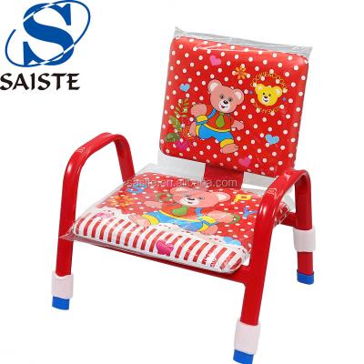 China Sitting Extra Padded Cushioned Seat Metal Stool Baby Chair With Square Back for sale