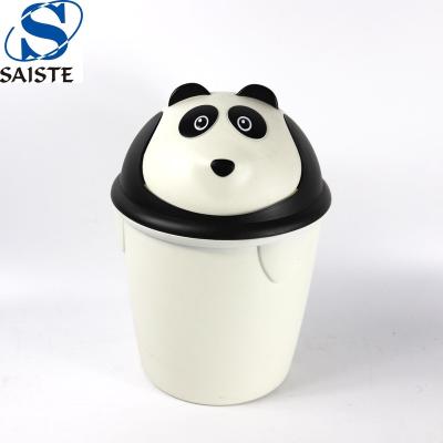 China Factory Size 14 Inches Stocked Plastic Garbage Bin Direct With Animal Shaped Lid for sale