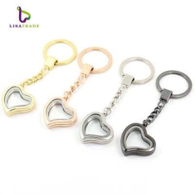 China Wholesale Metal Magnetic Heart Pendant Floating Key Chain For Floating Charm for sale