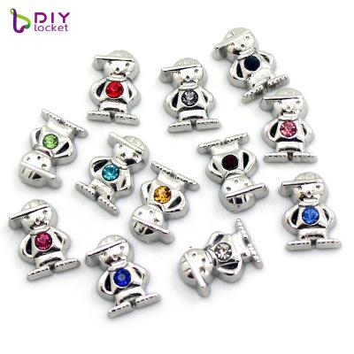 China Wholesale Cute Cute Rhinestones Floating Pendant Boy Charms For Women Floating Pendant Necklace for sale