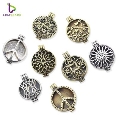 China You can wear and enjoy your essential oil anywhere wholesale mixed styles 33mm Vintage Aromatherapy Perfume Essential Oils Diffuser Necklace Pendant fit for 30mm Aromatherapy Pads for sale