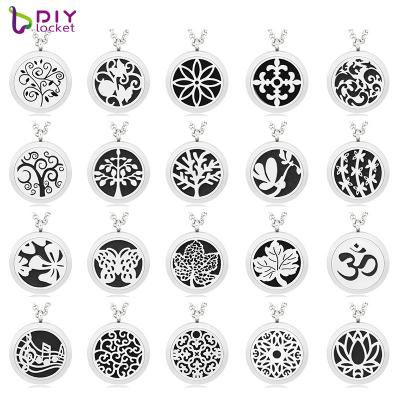 China You can wear and enjoy your essential oil anywhere Essential Oil Necklace Wholesale 30mm Stainless Steel Aromatherapy Essential Oil Diffuser Pendant Pendant for sale