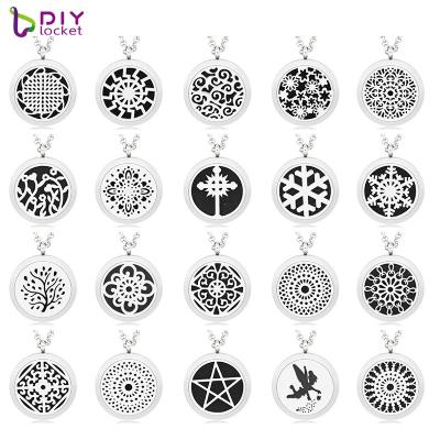 China You can wear and enjoy your essential oil anywhere Essential Oil Necklace Wholesale 30mm Stainless Steel Aromatherapy Necklace Diffuser Pendant for sale