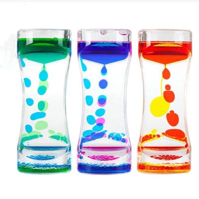 China Acrylic With Timer Liquid Sensory Motion Bubble Hourglass Gravity White Mineral Oil Hot Selling Visual Science Toys Motion Liquid Bubble For Home Decor for sale