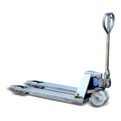 China Building Material Shops Galvanized Hand Pallet Truck For Corrosion Resistant Application for sale