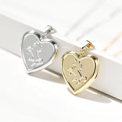 China JAENONES fashion new fashion selling Unicorn Pendant Photo Box Necklace heart-shaped can open photos for sale