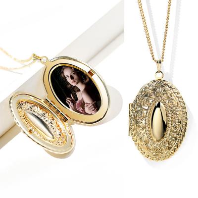 China JAENONES New Stylish Stylish Elegant Oval Pendant Photo Box Floating Necklace for sale