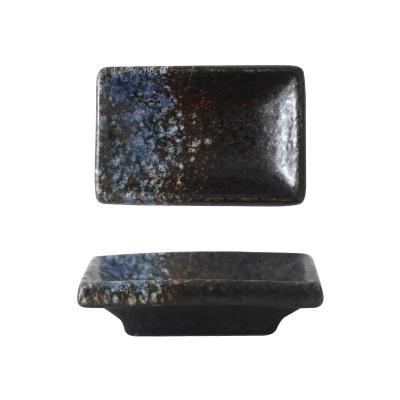 China Sustainable Wholesale Japanese Ceramic Sushi Soy Sauce Dish Rectangle Porcelain For Hotel Restaurant for sale