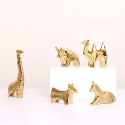 China Art Decor Creative Gold Plated Home Decor Ceramic Animals Party Decorations For Home for sale