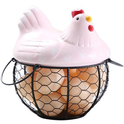 China Creative collection of small chicken hen wire eggs storage basket viable ceramic fruit snack basket for sale