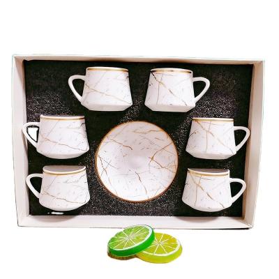 China Sustainable Wholesale 12 Pcs Ceramic Cup And Saucer Set Turkish Coffee And Tea Sets With Gift Box for sale