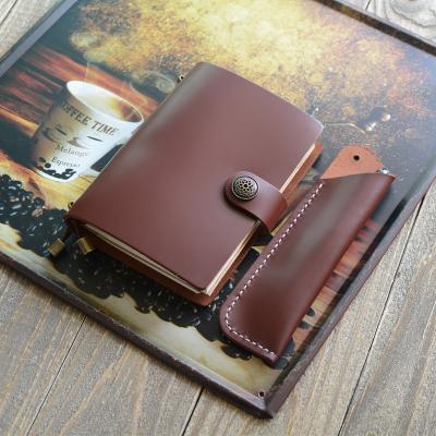 China Personal Planner Cow Grain Diary Notebook Dark Brown/Dark Black Oily Cover Wholesale Leather/Full Passport Leather Custom Size for sale