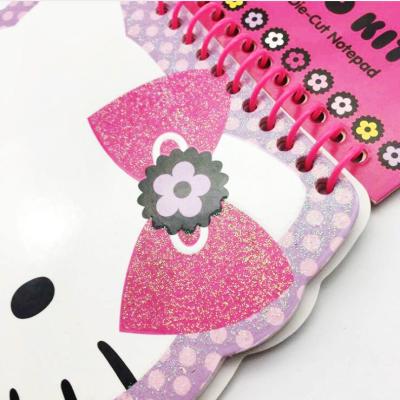 China Cute A6 Cardpaper spiral cover hellokitty shape spiral notepad for sale