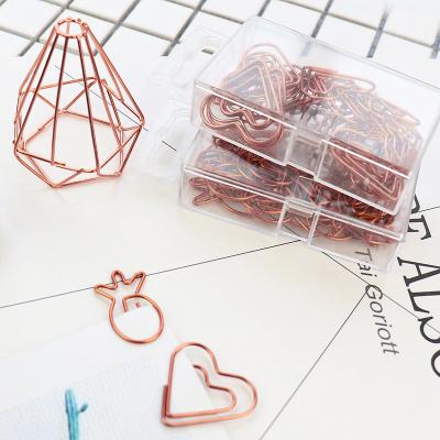 China Creative Metal Rose Gold Shape Metal Paper Clip For Bullet Journal for sale