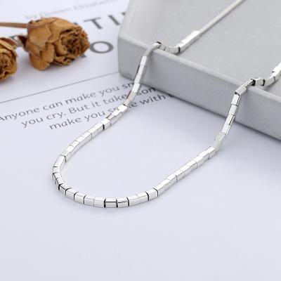 China S925 Sterling Silver S925 Sterling Silver Minimalist Style Minimalist Chopin Small Block Spliced ​​Fox Tail Chain Necklace for sale