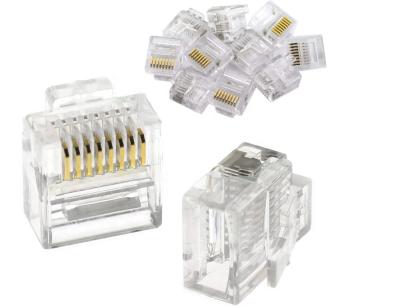 China Automotive RJ45 8P8C Crimp Network Connector Gold Plated Modular Ethernet LAN Cable Head Crystal Adapter Unshielded for sale