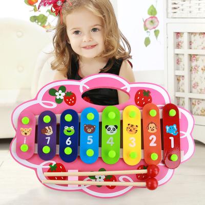 China Toy Wooden Music Instrument Toys Educational For Infants 12 Scale Xylophone 8 Tone Percussion Wooden Harp Kids Early Educational Toys for sale