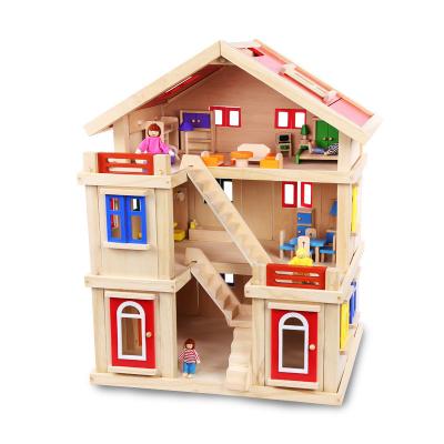 China Children Play Wooden Furniture Accessories Good Quality Fashion Toddler Toys Big Kids Doll House Promotional Fashionable Style for sale