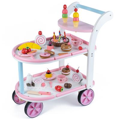 China Diaper Cover Manufacturer Supplier 2021 New Kids Funny Play Simulation Kitchen Party Cart Diy Dessert Game Set Wooden Pretend Cake Toys for sale