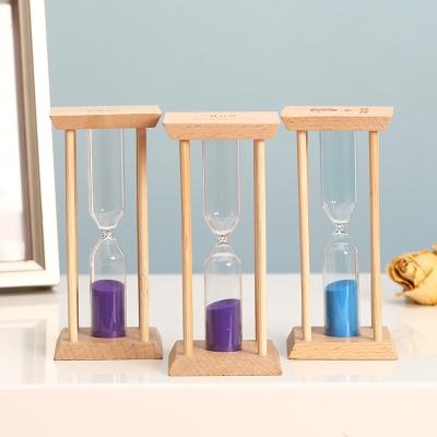 China New Modern Simplicity Wooden Hourglass Timer Parent-child Early Education Time Hourglass Student Wooden Birthday Gift for sale