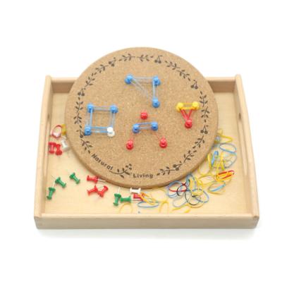 China Montessori Children's AIDS Toy Montessori Daily Life Teaching Wooden Toy of Push Pins Educational Combination Elastic Band for sale