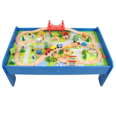 China Educational DIY Toys Wholesale Good Quality Preschool Game Building Toy Functional Table Game Attractive for Styling Magnetic Wooden Rail Train Track Set for sale