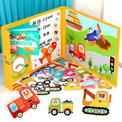 China Educational Toy Wholesale Fashionable China Trendy Kids Learning Traffic Toy Cheap Children'S Educational Wooden Magnetic Puzzle Game for sale