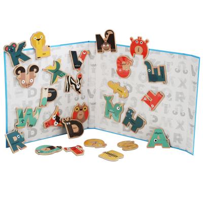 China Toy Kids Creative Educational 26 Letter ABC English Alphabet Animals Puzzles Wooden Magnetic Book Puzzle Toys For Children Learning Educational Toy for sale