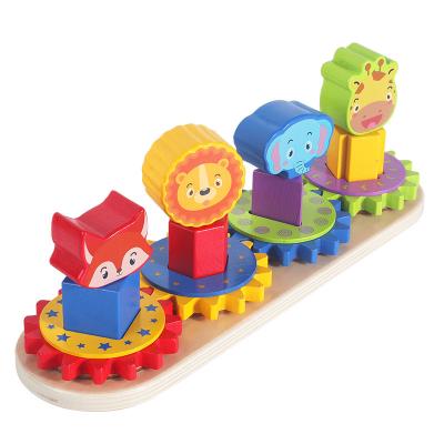 China Toy Wooden Educational Creative Animal Rotate Shape Puzzle Toy Color Matching Early Education Learning Toys Wholesale for sale