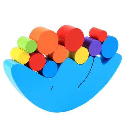 China Factory Sale China Educational Moon Wooden Balance Blocks Colorful Kids Stack Balance Tower Toy Montessori Education Toys For Toddler for sale